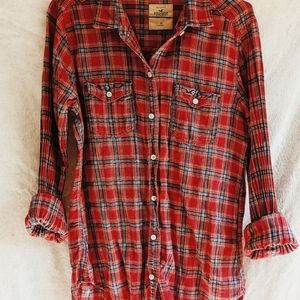 Red + blue button down